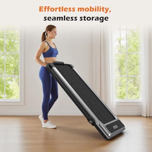 Sweetcrispy Walking Pad with Handle Bar, Folding Under Desk Treadmills with Handle, Portable Design for Home Office Workouts, Ideal for Apartments Work-from-Home Fitness, Remote Included, Silvery 7