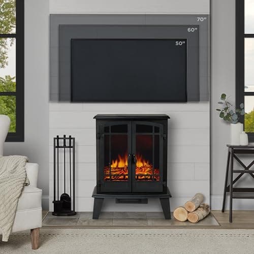 Real Flame Foster 25" Stove Electric Fireplace for Living Room or Bedroom, Realistic Log and Flame Effect, Freestanding Fireplace with Adjustable Thermostat, Auto Shut-Off 6