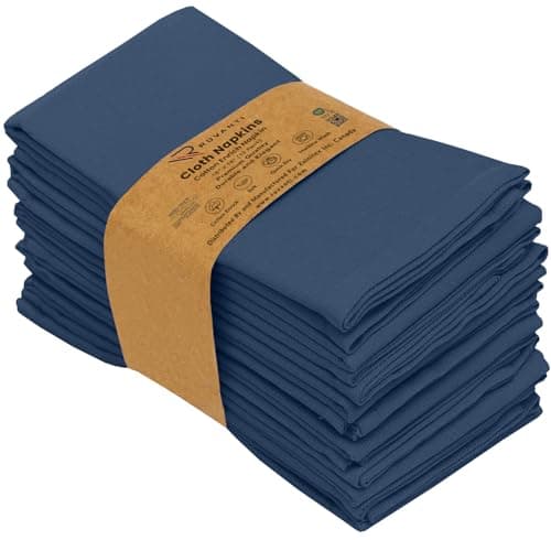 Ruvanti Cloth Napkins Set of 12, 18x18 Inches Napkins Cloth Washable, Soft, Durable, Absorbent, Cotton Blend. Table Dinner Napkins Cloth for Hotel, Lunch, Restaurant, Weddings, Parties -Ocean Blue 9