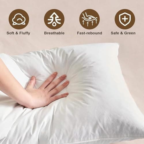 BHZ Goose Down Feather Pillows Queen Size - Hotel Collection Bed Pillows for Sleeping Soft Pillow for Side and Back Sleepers with 100% Cotton Fabric 5