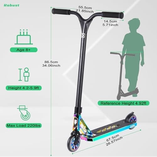 Stunt Scooter Pro Trick Scooter for Kids, Teens, and Adults (Ages 8+)– Complete Skate Park Scooter (T2-Neo) 7