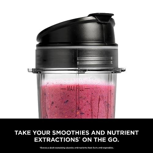 Ninja Fit Compact Personal Blender, Portable Blender for-Smoothies, Shakes, Food Prep, and Frozen Blending, 700-Watt Base, (2) 16-oz. Cups and Spout Lids, Black QB3001SS 5