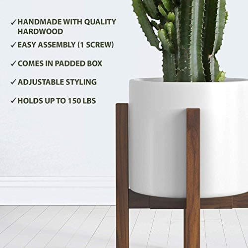 Sophia Mills Mid Century Plant Stand - Solid Wood Item Stand Handmade with Acacia - Fits Medium & Large Pots Sizes 8 to 12 inches (Not Included) (Adjustable Width: 8-12 inches, Dark Brown) 5