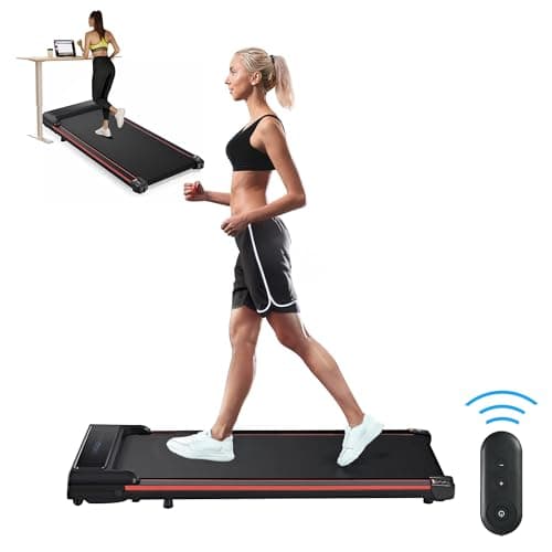 Under Desk Treadmill, Walking Pad 300 lb Capacity, Desk Treadmill for Home Office, 2.5HP Low Noise Walking Treadmill Pad with Remote Control, Portable Treadmill for Home Office (Red) 9