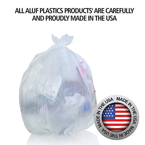 Aluf Plastics High Density Trash Bags, 12 Gallon, 1000 Count, 8 Micron (eq), 24" x 27", Clear, for Bathroom, Office, Industrial, Commercial, Janitorial, Municipal, Recycling 6