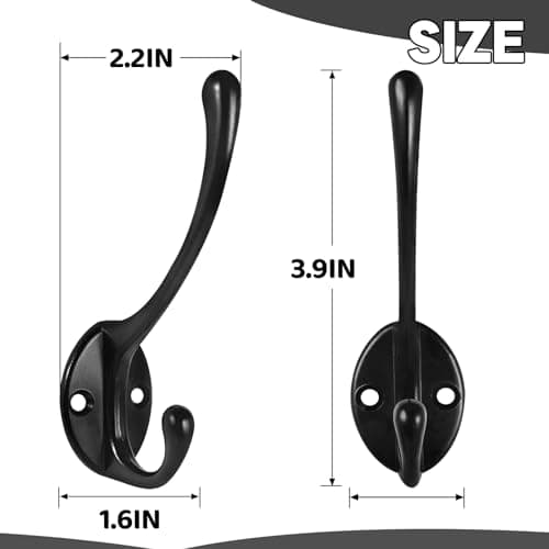 Wall Hooks for Hanging, 20-Pcs Heavy Duty Metal Coat Hooks, for Living Room, Bathroom, Kitchen, Bedroom for Coats, Towel, Hat, Key, Closet, Bag (Black) 6