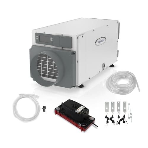 AprilAire E070 Crawl Space Dehumidifier for Basement & Crawlspace – 70-Pint High-Capacity Commercial Dehumidifier for Homes Up to 2,200 Sq. Ft. with Pump, Drain Hose, & Hanging Kit for DIY Install