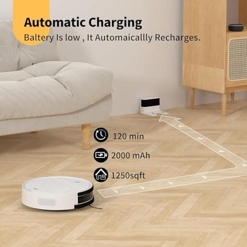 OKP Life Robot Vacuum K5 with 120 Min Runtime, Vacuum Robot Cleaner Compatible with Alexa/APP/Wi-Fi, Self-Charging Super Mini Quiet Robotic Vacuum for Carpets and Hard Floors for Pet Owners and Woman 6