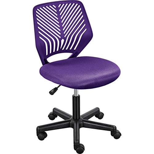 Topeakmart Armless Home Office Chair Mid Back Desk Chair Task Rolling Swivel with Back Support Adjustable Height for Small Spaces, Purple