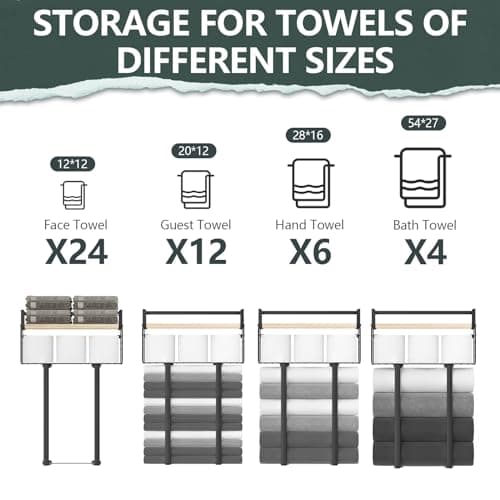 Xstydes Towel Racks for Bathroom, Metal Towel Holder with Storage Basket,Wall Towel Rack for Rolled Towels, Towel Storage for Small Bathroom. 6