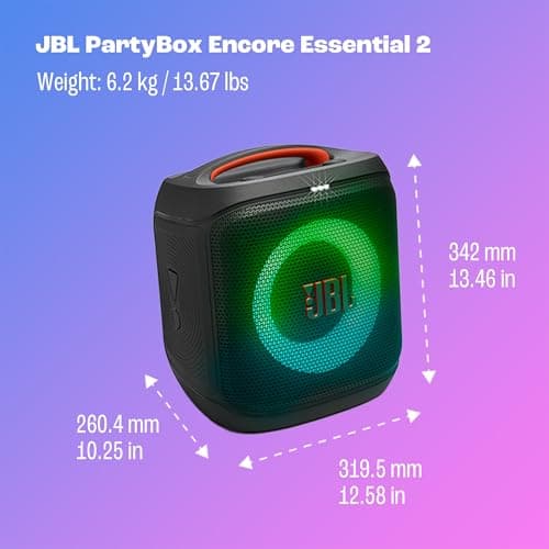 JBL PartyBox Encore Essential 2 - Portable Battery-Powered Party Speaker with AI Sound Boost, Up to 15 Hours of Play time, IPX4 Splash Proof, and Multi-Speaker Connection by Auracast (Black) 6