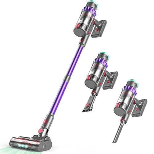 Cordless Vacuum Cleaner, 550W 48kPa 60 Mins Runtime Vacuum Cleaners for Home, Stick Vacuum with Intelligent Display, Rechargeable Battery and Anti-Tangle Brush, Perfect for Pet Hair/Carpet/Floors
