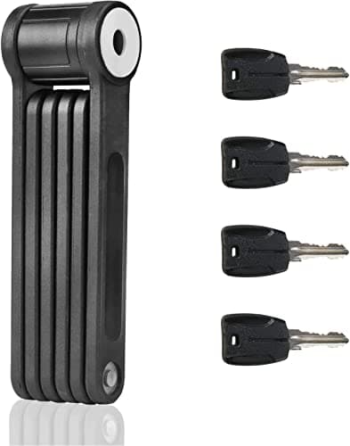 BIGLUFU Bike Lock Bicycle Scooter Motorcycle Folding Locks with 4Keys, Fold Chain Heavy Duty Alloy Steel Foldable Lock with Mounting Bracket 2pc Straps, 86cm/34 Unfolding, 1.92 lbs 8