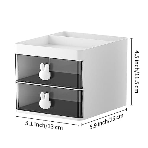 Marbrasse Small Desk Organizer with Drawer, Multi-Functional Pen Pencil Holder Storage Box, Desk Organizers and Accessories with 3 Compartments + 2 Drawer for Office Art Supplies(White) 6