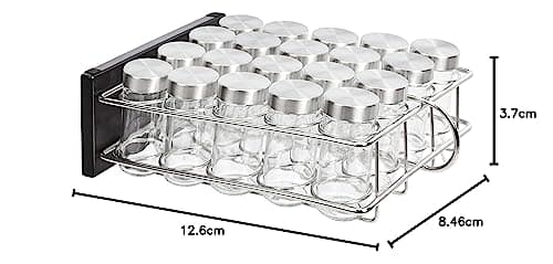 Amazon Basics 20 Jars Spice Rack Organizer, Space-Saving Kitchen Organizer with Glass Spice Jars, Sturdy, Silver 6