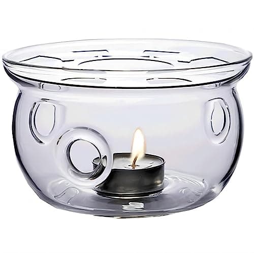 Glass Teapot Warmer, High Heat Resistant Borosilicate Glass Tea Light Warmer, 6 Inches, Candles not Included 6