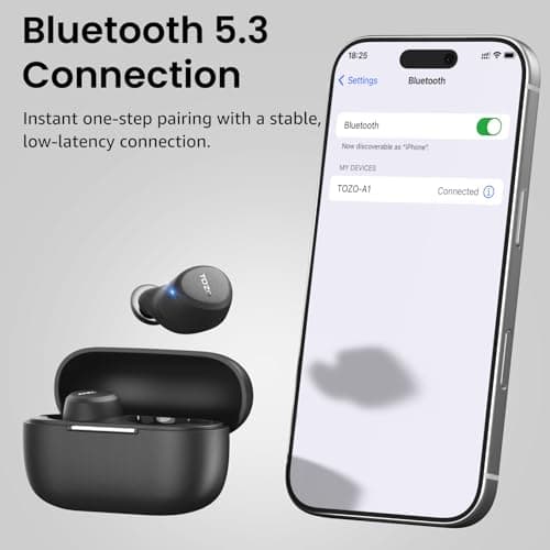 TOZO A1 Wireless Earbuds Bluetooth 5.3 Light Weight in Ear IPX5 Waterproof Headphones 2 Mic for AI Calls, Immersive Premium Sound Bass Headset with Charging Case, 32 Presets EQ Customization via App 9