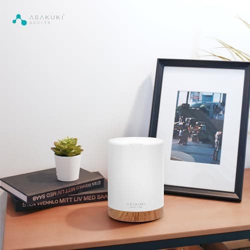 ASAKUKI 300ML Essential Oil Diffuser, Quiet 5-in-1 Premium Humidifier, Home Fragrance Aroma Diffuser with 7 LED Color Changing Light and Auto-Off Switch -Light Brown 6