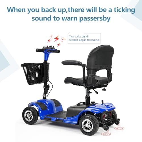 Cebihy 4 Wheel Mobility Scooter, Electric Power Mobile Scooters for Seniors Adult with Lights Collapsible and Compact Duty Travel Scooter w/Basket and Extended Battery (Blue) 5