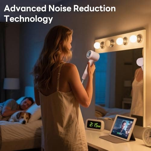 Hair Dryer, High-Speed Ionic Low Noise Blow Dryer with Brushless Motor for Fast Drying, Thermo-Control Quiet Compact Pink Hair Blow Dryers with Magnetic Diffuser for Curly Hair for Home Travel Salon 6