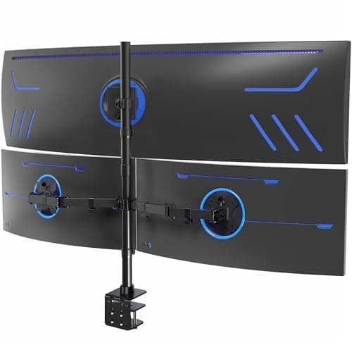 VIVO Triple Monitor Extra Tall Desk Mount for up to 49 inch Ultrawides on Center Bracket and 27 inch Screens on Side Brackets, Holds up to 44 lbs, Black, STAND-V103T