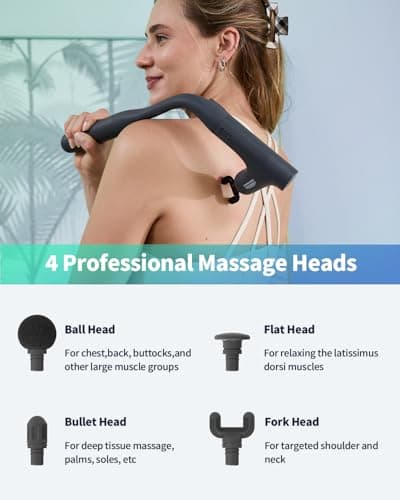CAREKING 3-in-1 Detachable Massage Gun Deep Tissue, Ergonomic Extension Handle Back Massager for Pain Relief, Portable Percussion Muscle Massager for Shoulder, Thigh, Waist & Neck, FSA-HSA Eligible 6