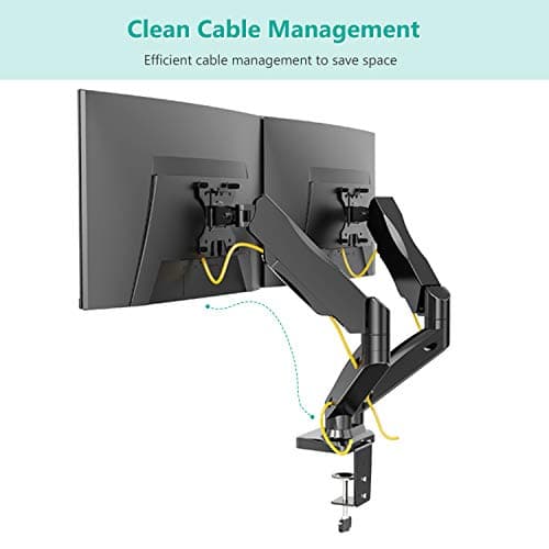 WALI Dual Monitor Mount for 17-32 inch Screens, Dual Monitor Arms for 2 Monitors Holds 19.8 lbs, Adjustable Gas Spring Dual Monitor Stand for Desk, VESA Mount 75x75/100x100mm (GSMP002), Black 8