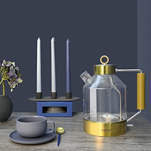 ASCOT Electric Kettle, Glass Electric Tea Kettle Gifts for Men/Women/Family 1.5L 1500W Borosilicate Glass Tea Heater, with Auto Shut-Off and Boil-Dry Protection (Gold) 6