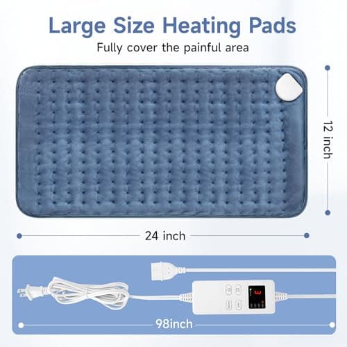 NBKLS Heating Pads for Back Neck Shoulder Pain, Electric Heating Pad Auto Shut Off, Fast Heat, Large Heating Pad Christmas Gift for Women Men, Birthday Gifts for Mom Dad (Blue) 6
