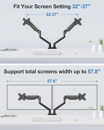 Dual Monitor Mount Fits 17 to 32 Inch Computer Screen, Dual Monitor Arm Hold 4.4-19.8lbs Each, Full Motion Monitor Desk Mounts for 2 Monitors, Gas Spring Monitor Stand, VESA Mount, Freelift 7