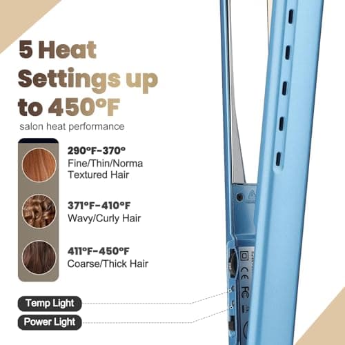 Flat Iron and Blow Bryer Set, 2200W AC Motor Fast Drying Low Noise Ionic Hair Dryer with Diffuser Nozzle Concentrator Comb for Women Curly Straight Hair, Titanium Hair Straightener and Curler 2 in1 6