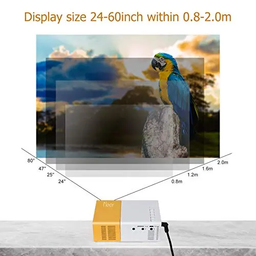 Mini Projector, Meer Portable Pico Full Color LED LCD Video Projector for Children Present, Video TV Movie, Party Game, Outdoor Entertainment with HDMI USB AV Interfaces and Remote Control 7