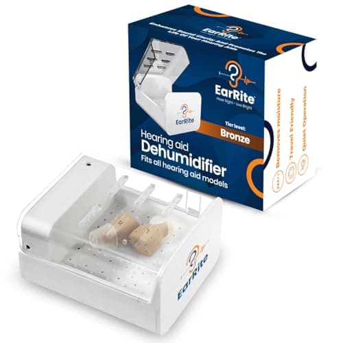EarRite Automatic Hearing Aid Dryer & Dehumidifier – Removes Moisture Sweat & Dust to Improve Sound Prevent Damage Extend Device Life for Hearing Aids EarPods Wireless Earbuds Ear Amplifiers