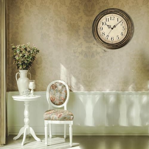 Plumeet Small Retro Wall Clock, 10'' Non Ticking Classic Silent Vintage Wall Clocks Decorative Kitchen Living Room Bedroom - Battery Operated 7