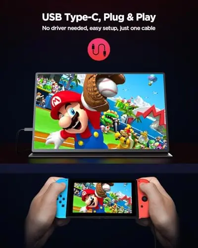 UPERFECT 2K 120Hz Portable Gaming Monitor, 16" 2560x1600 QHD 16:10 400 Nits Portable Monitor for Laptop w/VESA & Cover HDR Eye Care External Second Screen for PC Phone Game Console 7