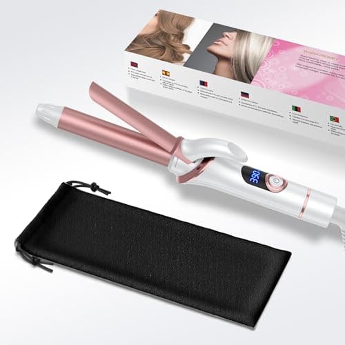 Mini Curling Iron, Ukliss Travel Friendly Double Voltage Curling Iron Wand for Short Hair, Ceramic Curling Wand for Versatile Styling, Portable and 60 Mins Auto-Off, 5 Heat Settings, White 3/4 inch 7