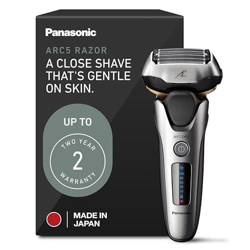 Panasonic ARC5 Electric Razor for Men Face, Wet & Dry Shavers with Foil Shaver, Pop-up Trimmer, Ultra-Fast 5-Blade, Smart Shave Sensor, 16D Flexible Pivoting Head - ES-ALV6HS (Silver)