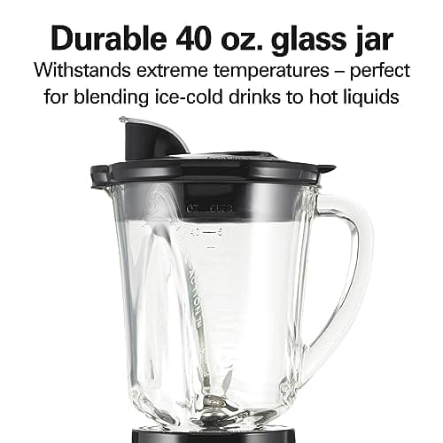 Hamilton Beach Blender and Food Processor Combo for Shakes & Smoothies, With 3 Cup Electric Food Chopper Attachment, 40 oz Glass Jar, Blender Travel Cup, 700 Watts Peak Power, Gray & Black (58163) 5