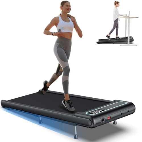 10% Incline Under Desk Walking Pad, 2.5HP Low Noise Treadmill for Home Office Apartment, 3 in 1 Lightweight Running Machine for Small Space, Works with Apps & Mute Remote Control, No Installation