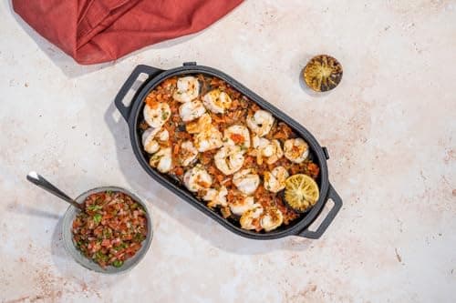 ooni Cast Iron Sizzler Pan - Griddle Frying Pan, 12" x 6" Sizzler Plate with Removable Handle and Bamboo Trivet, Pre-Seasoned Non-Stick Oven Safe Cookware, Pizza Oven and BBQ Accessories 5