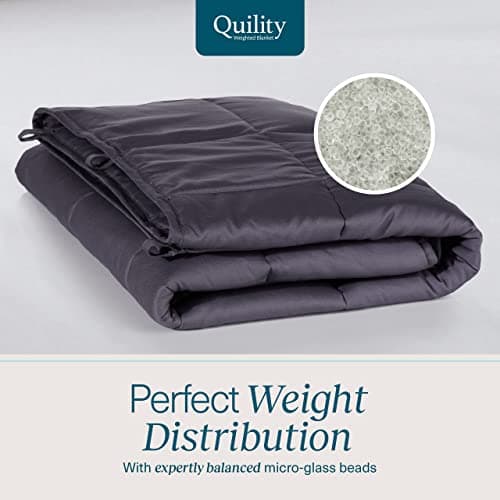 Quility Weighted Blanket for Adults - 30 LB King Size Heavy Blanket for Cooling & Heating - 100% Cotton Big Blanket w/Glass Beads, Machine Washable Blankets - 86"x92", Grey 9