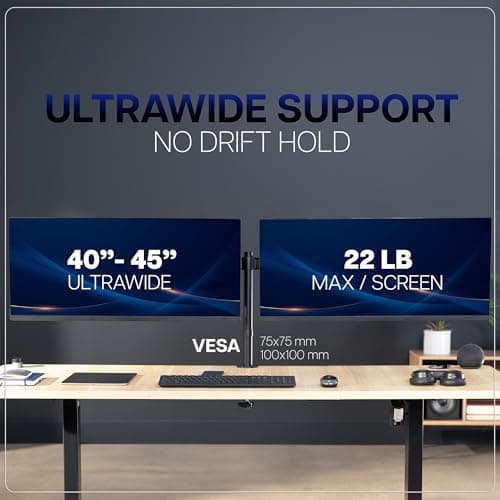VIVO Premium Dual Ultra Wide LCD LED 27 to 38 inch Monitor Desk Mount, Heavy Duty, Adjustable Telescoping Arms, Flush Wall Setup, Fits 2 Screens, Black, STAND-TS38C 6