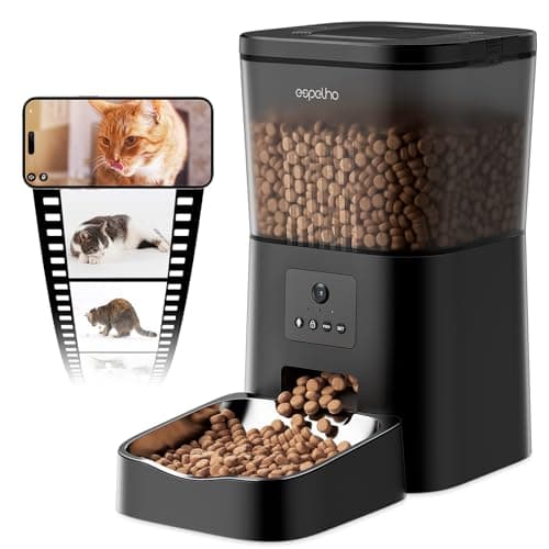 Automatic Cat Feeders with Camera: HD Video Pet Feeder with Voice Recorder& Motion Detection- 2.4G WiFi Smart App Control Auto Feeder
