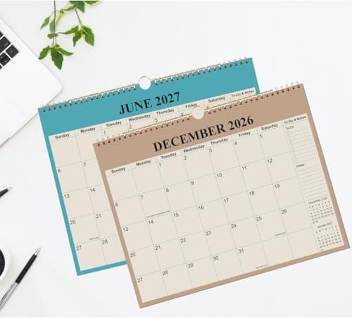 Calendar 2026-18 Months Wall Calendar from January 2026 - June 2027, 2026-2027 Wall Hanging Calendar Planner with Thick Paper, 12" x 14.5", Beige 7