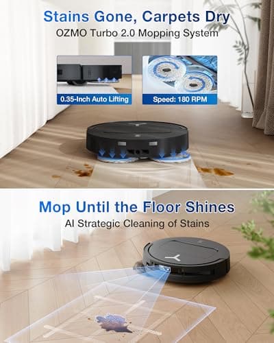 ECOVACS DEEBOT T50 PRO Omni Robot Vacuum and Mop, 3.19” Ultra-Slim, 15,000Pa Suction, ZeroTangle 2.0, TruEdge Edge Cleaning, AIVI 3D Obstacle Avoidance, Auto Mop Wash & Dry, Self-Emptying 7