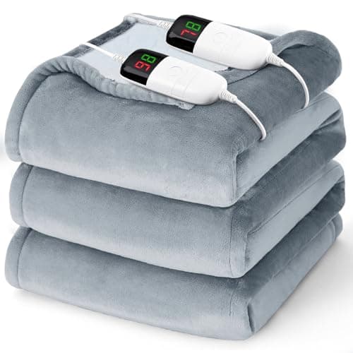 Heated Electric Blanket Queen Size - 84" x 90" Heating Blanket with Dual Control, 10 Heating Levels & 8 Hours Auto Off, Soft Warm Flannel Blanket, Christmas Birthday Gifts for Senior Grandma