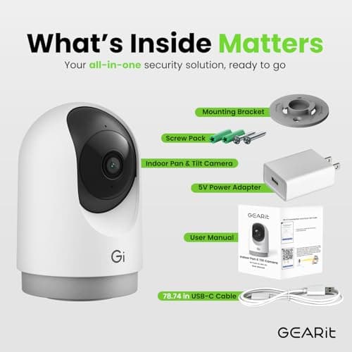 GEARit Smart Camera - Wireless Indoor Security Camera with Audio/Video for Home - Pet/Indoor Security - Ideal Home Monitoring, House Cameras, Dog Camera, No Subscription Needed 7