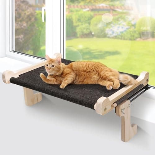 Topmart Cat Window Perch, Kitten Window Bed for Indoor, Cat Hammock Seat with Wood & Metal Frame, Easy to Adjust & Assemble