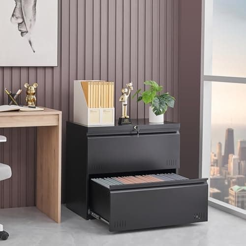 Approgreent 2 Drawer File Cabinet, File Cabinets for Home Office, Printer Stand, File Cabinet with Lock, Lateral Filing Cabinet for A4/Letter/Legal Size File Folders, Assembly Required(Black) 9