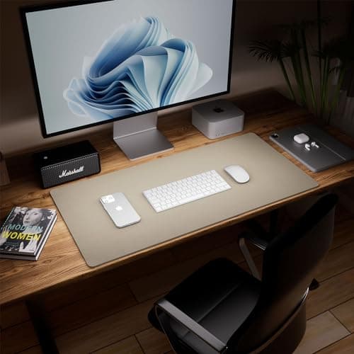 Aothia Dual-Sided Desk Mat - Leather & Cork Desk Protector, Large Mouse Pad & Writing Pad for Office/Home, Coffee (25.6"x13.7") 7